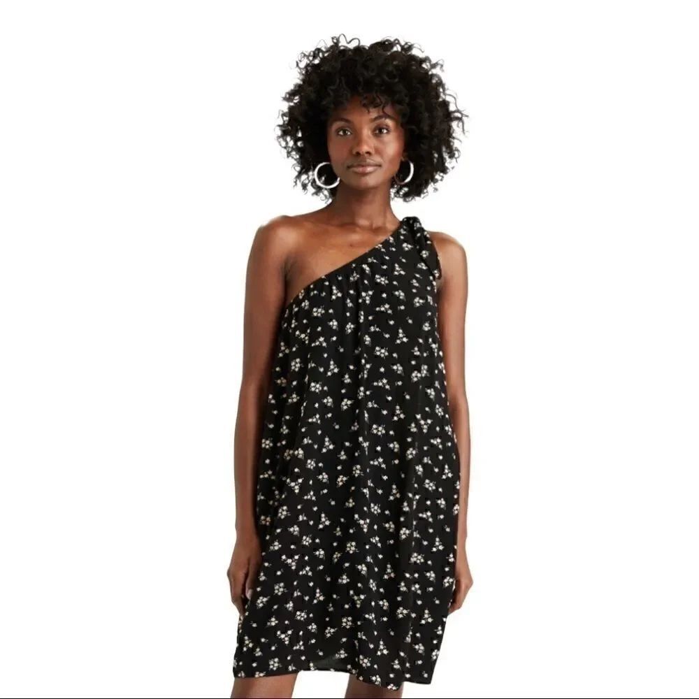 AMERICAN EAGLE One Shoulder Floral Shift Dress